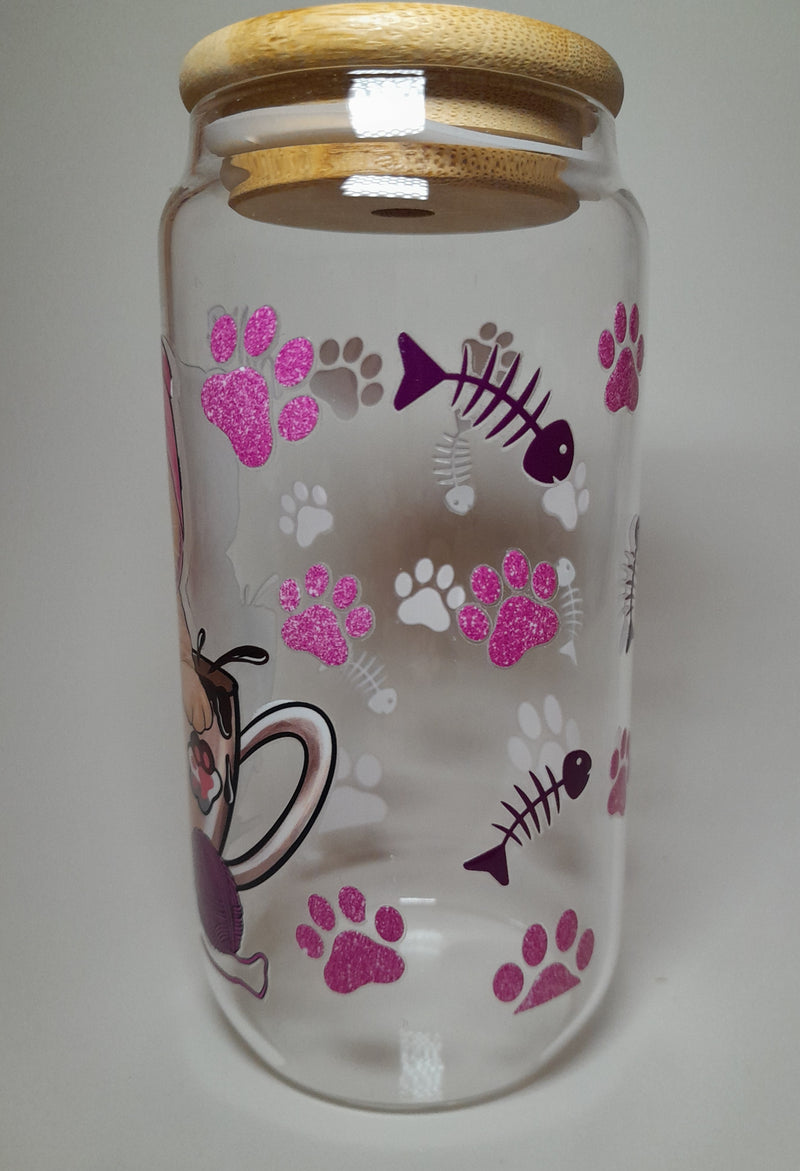 Cat Lovers Glass Cup