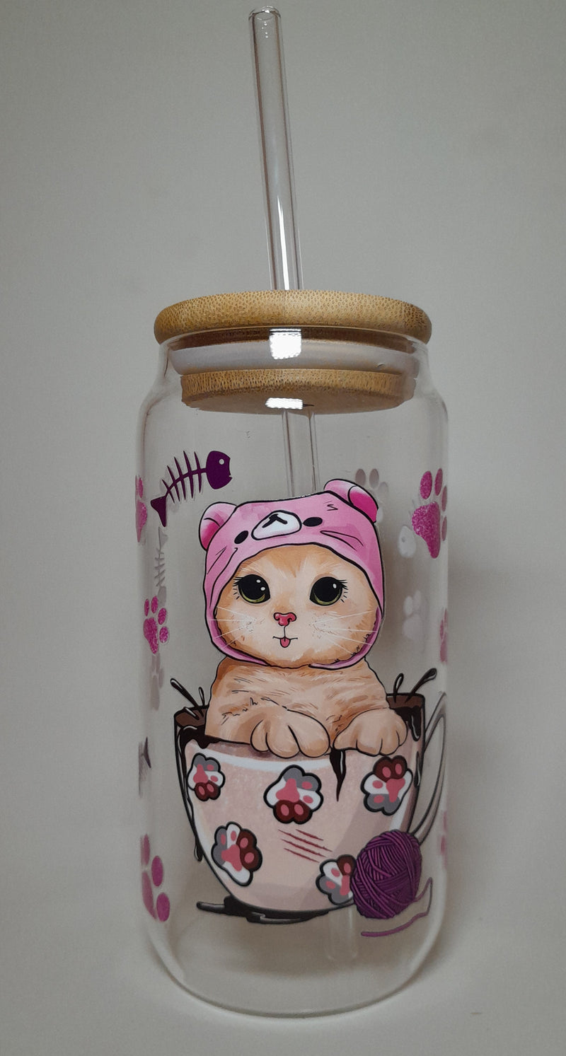 Cat Lovers Glass Cup