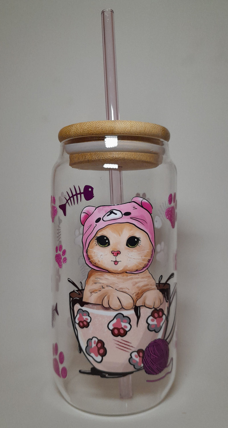 Cat Lovers Glass Cup