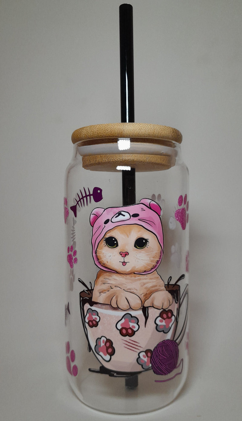 Cat Lovers Glass Cup