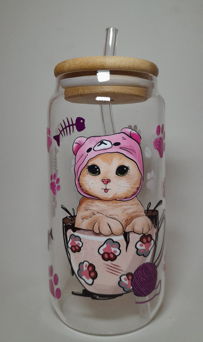 Cat Lovers Glass Cup